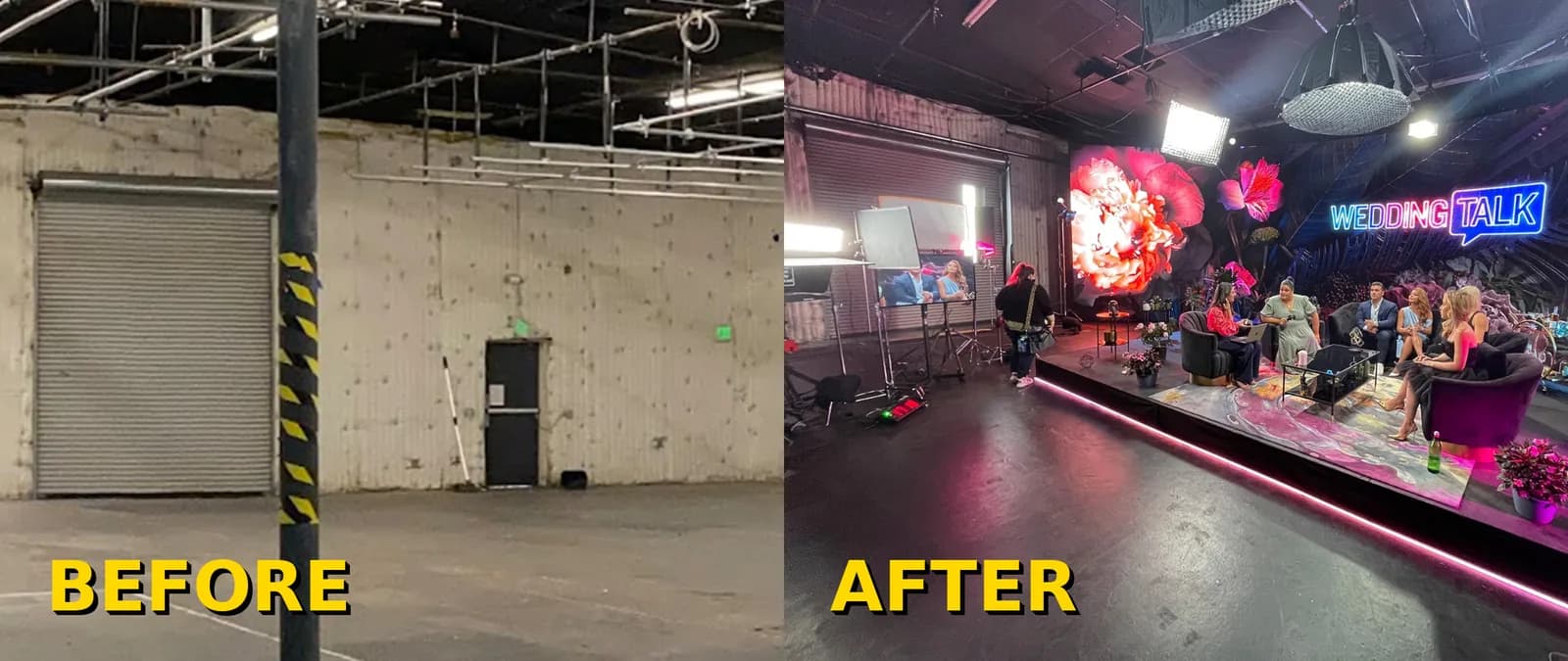 Wedding Talk set constructed by JAZ in an empty warehouse